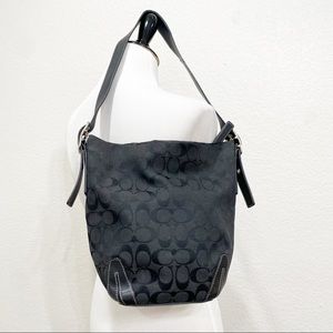 Coach Black Signature Canvas Mini Bucket Bag
